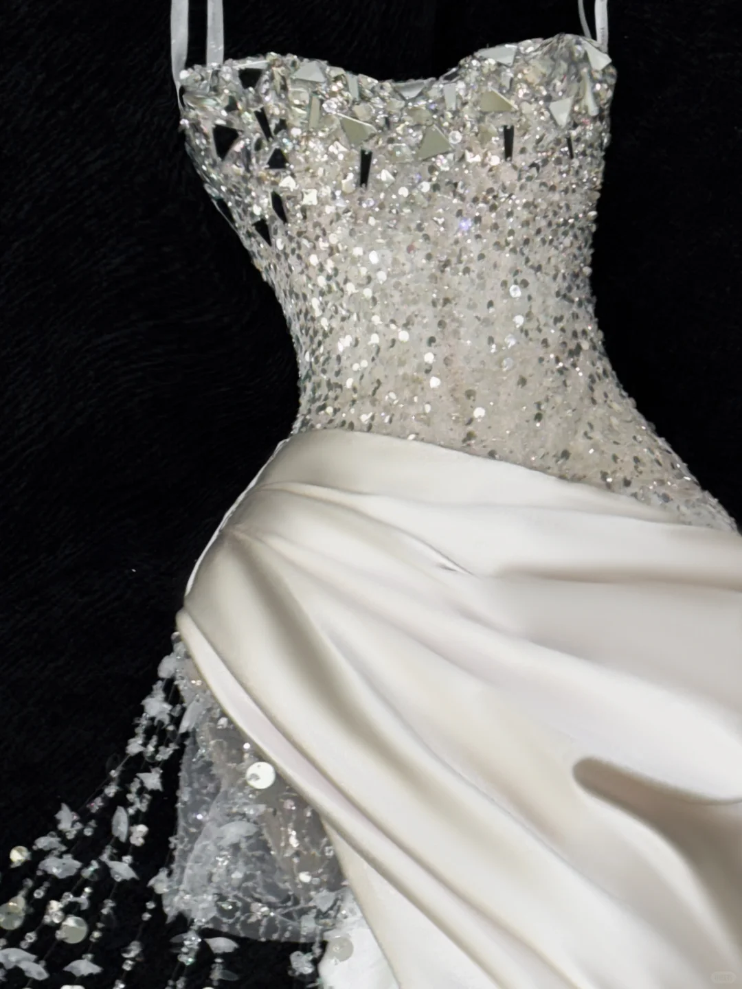 Stunning Strapless Sheath Satin Beaded Long Evening Party Dress Birthday Outfits, D980