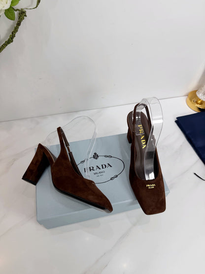 PRA 26SS Slingback 85 Dark Brown Suede 592366