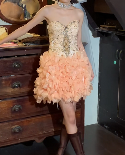 Pretty Prom Dress Sweetheart Beaded Short Gala Gown Evening Dress    D5272