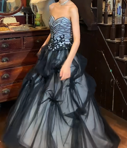 Stunning Prom Dress A Line Sweetheart Tulle Pleated Gala Gown Evening Dress    D5273