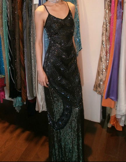 Retro 90s Prom Dress Spaghetti Straps Gala Gown Evening Dress    D5281