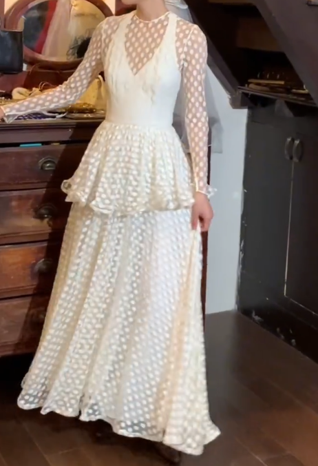 Pretty 90s Prom Dress A Line Crew Neck Ruffle Gala Gown Evening Dress   D5304