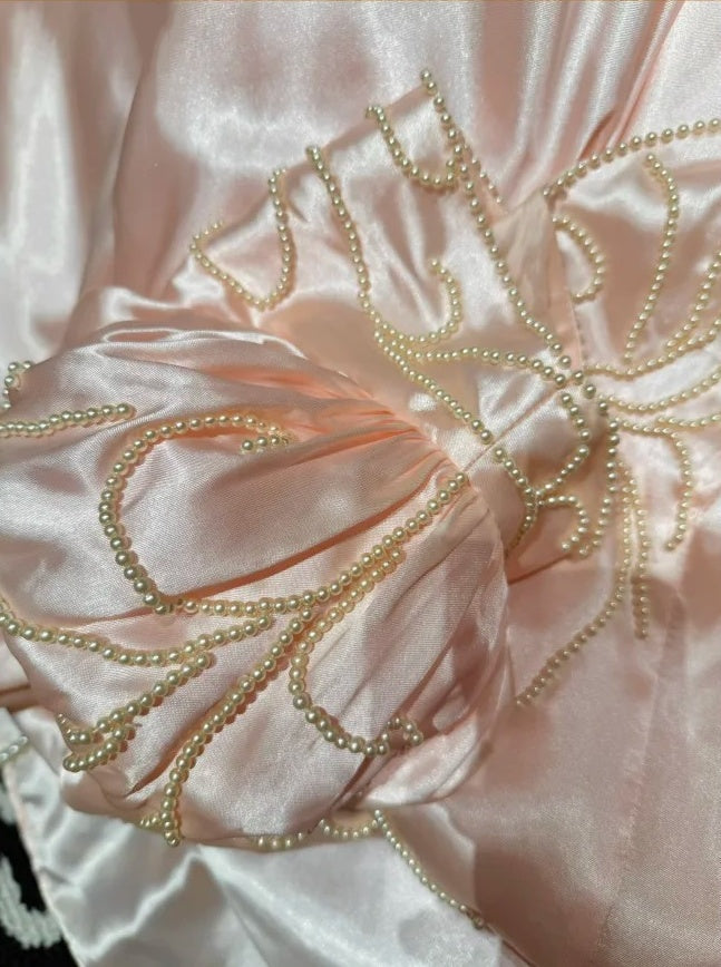Chic Prom Gown Light Pink V-neck Satin Gala Dress Quinceanera Dress 18th Birthday Gown      D5327