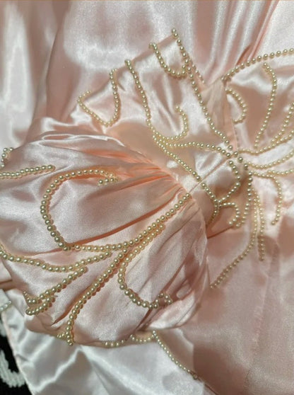 Chic Prom Gown Light Pink V-neck Satin Gala Dress Quinceanera Dress 18th Birthday Gown      D5327