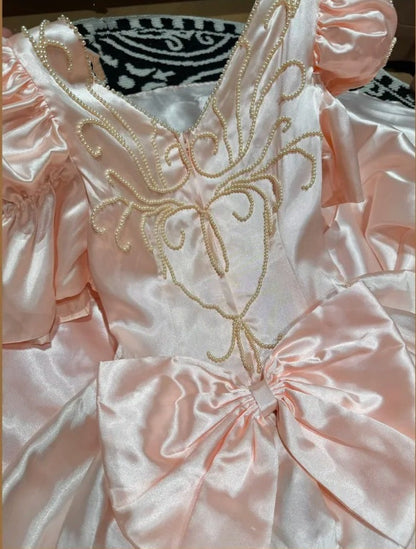 Chic Prom Gown Light Pink V-neck Satin Gala Dress Quinceanera Dress 18th Birthday Gown      D5327