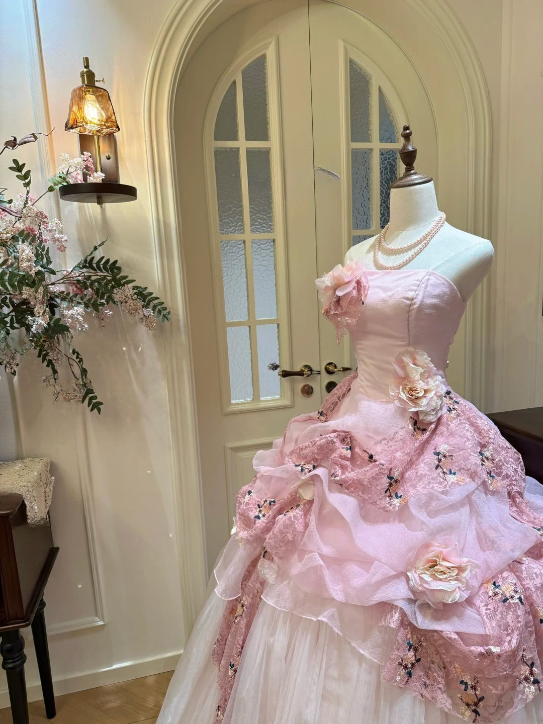 Elegant Ball Gown Light Pink Strapless Pleated Tulle Evening Dress Quinceanera Dress 18th Birthday Prom Gown       D5328