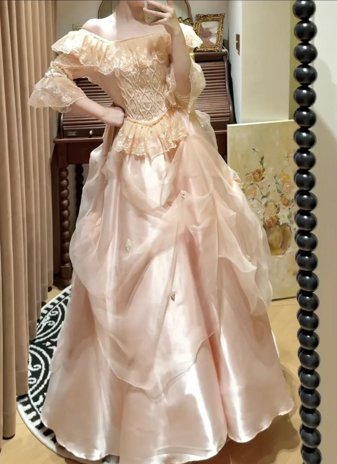 Pretty Ball Gown Light Pink Square Neck Pleated Evening Dress Quinceanera Dress 18th Birthday Prom Gown       D5331