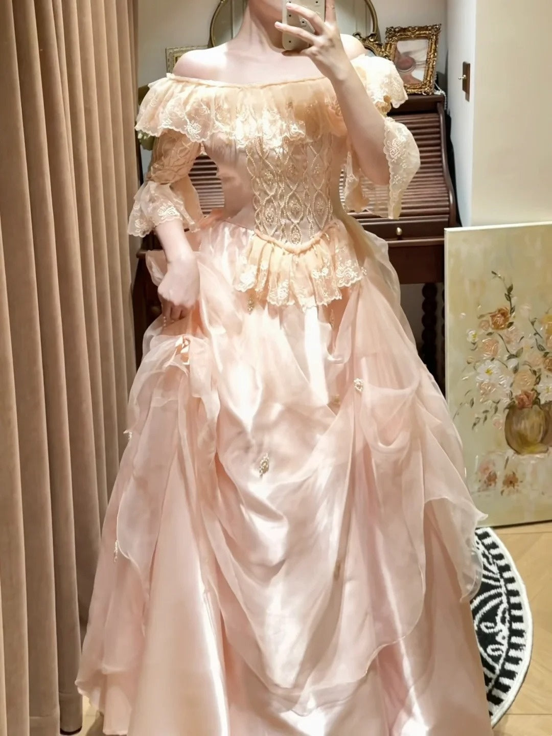 Pretty Ball Gown Light Pink Square Neck Pleated Evening Dress Quinceanera Dress 18th Birthday Prom Gown       D5331