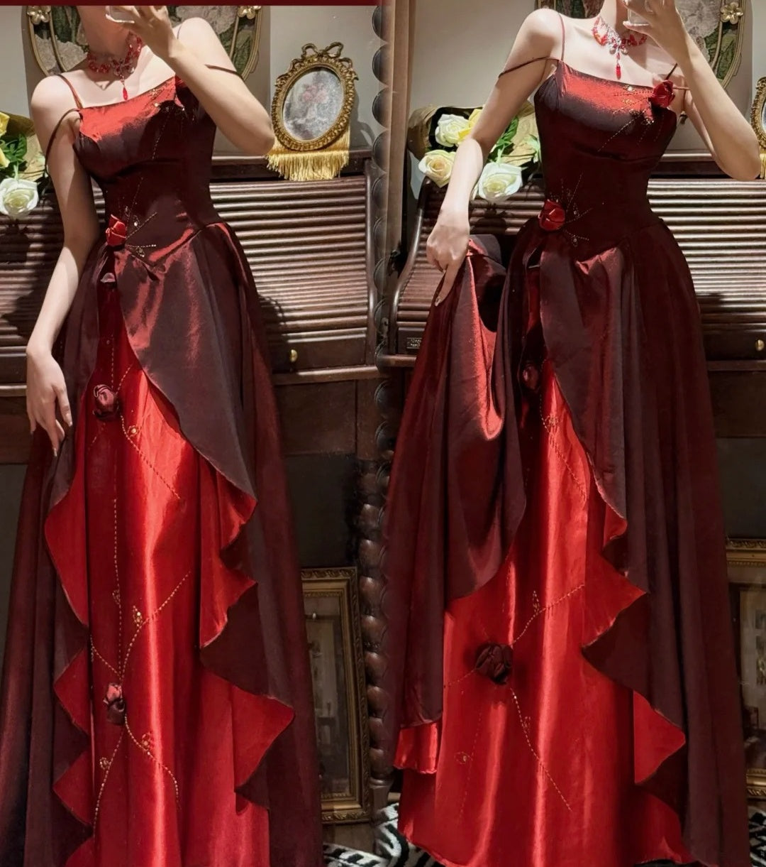 Pretty Prom Dress Wine Red Spaghetti Straps Gala Dress Evening Dress 18th Graduation Gown      D5336