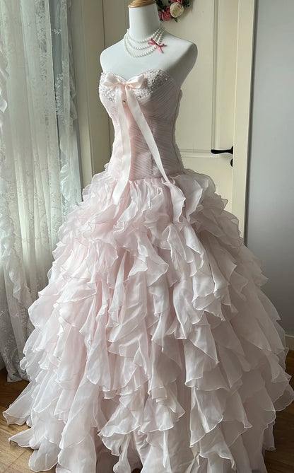 Stunning Prom Dress Light Pink Sweetheart Tiered Gala Dress Evening Dress 18th Birthday Gown      D5352