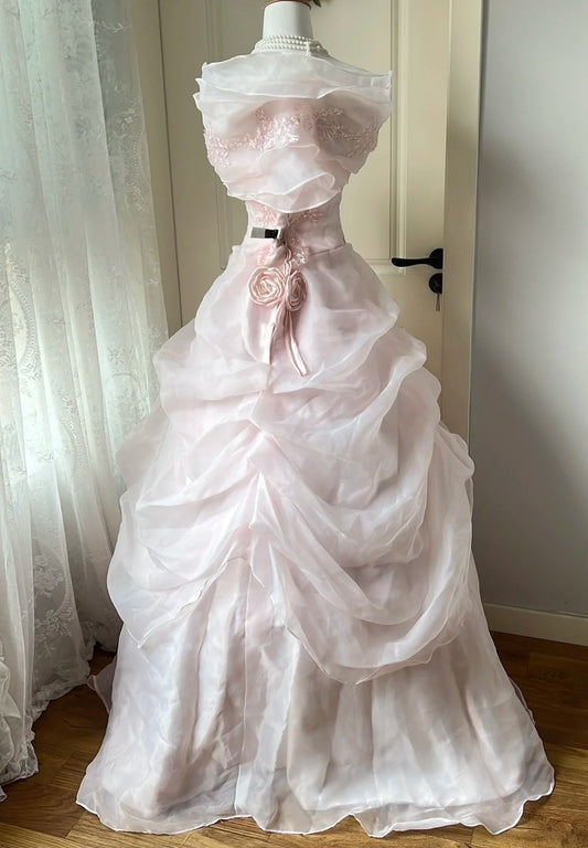 Pretty Ball Gown Light Pink Off Shoulder Pleated Evening Dress Sweet 16th Dress Birthday Party Gown       D5356