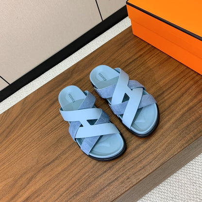 HM Kazimir Sandal Light Blue Suede Calfskin 293992