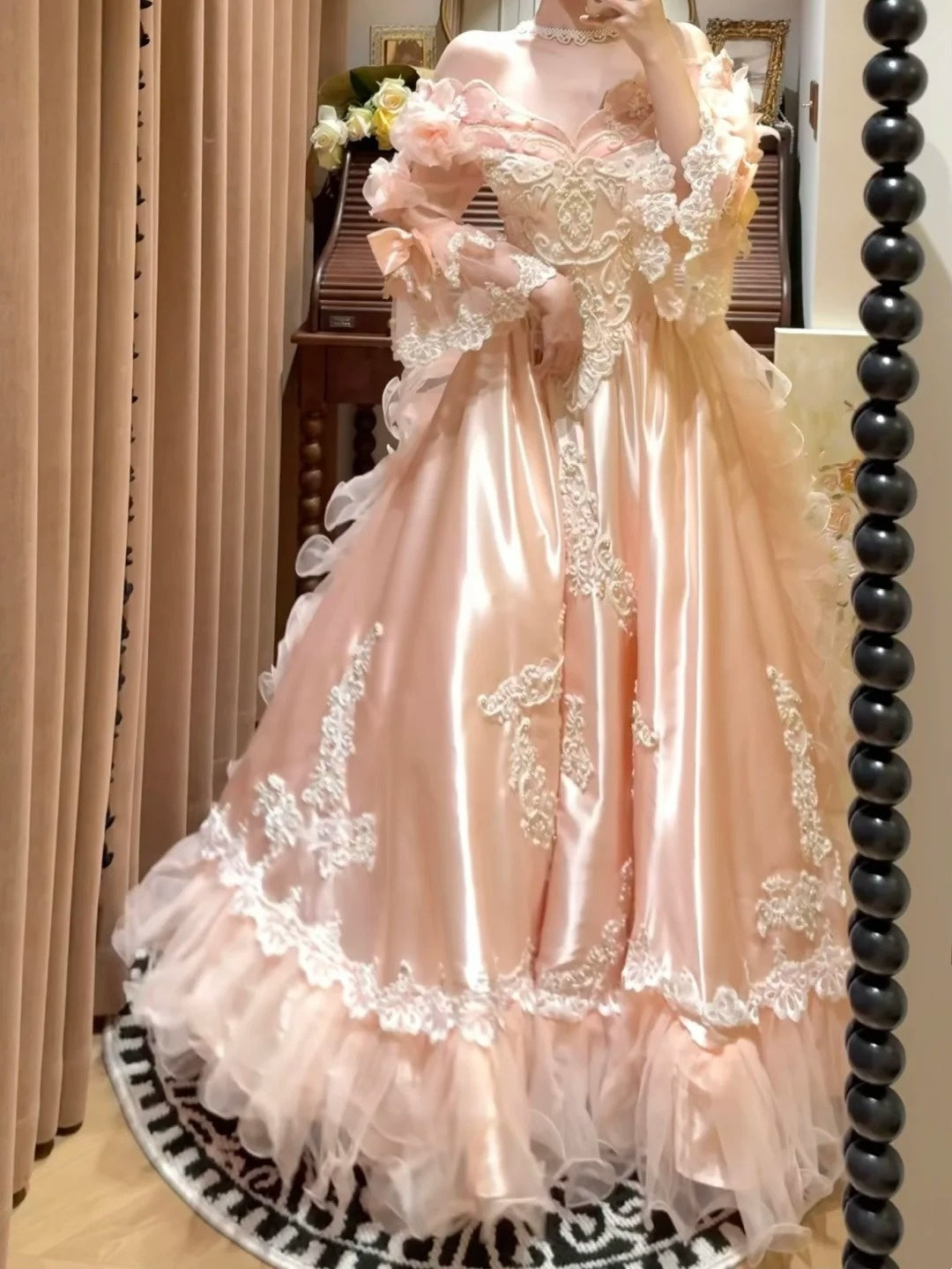 Vintage 90s Prom Dress Light Pink Off Shoulder Pleated Gala Dress Evening Dress 18th Birthday Gown      D5362
