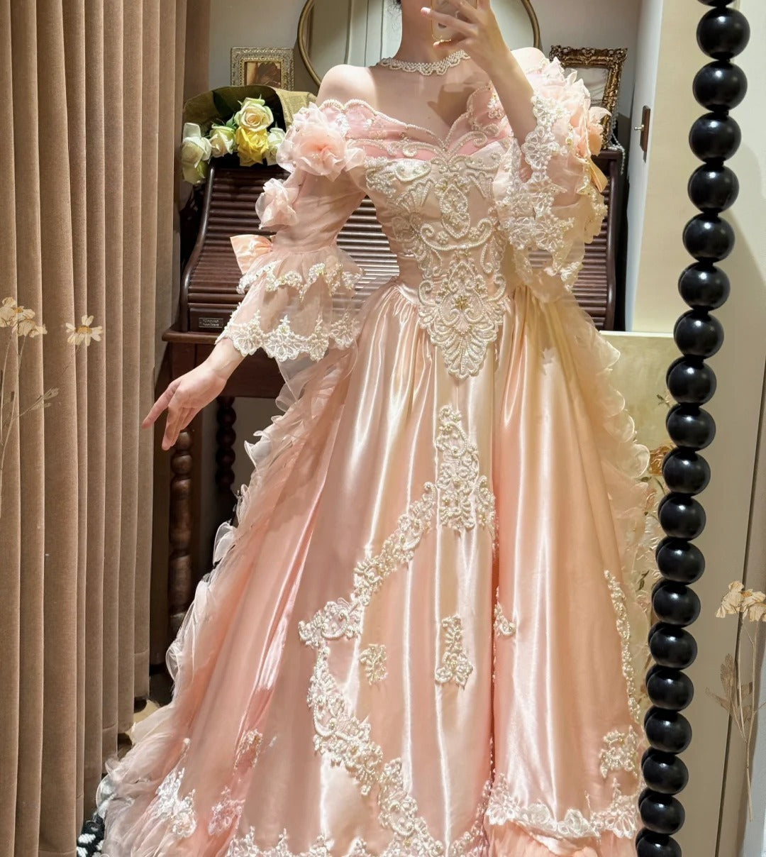 Vintage 90s Prom Dress Light Pink Off Shoulder Pleated Gala Dress Evening Dress 18th Birthday Gown      D5362