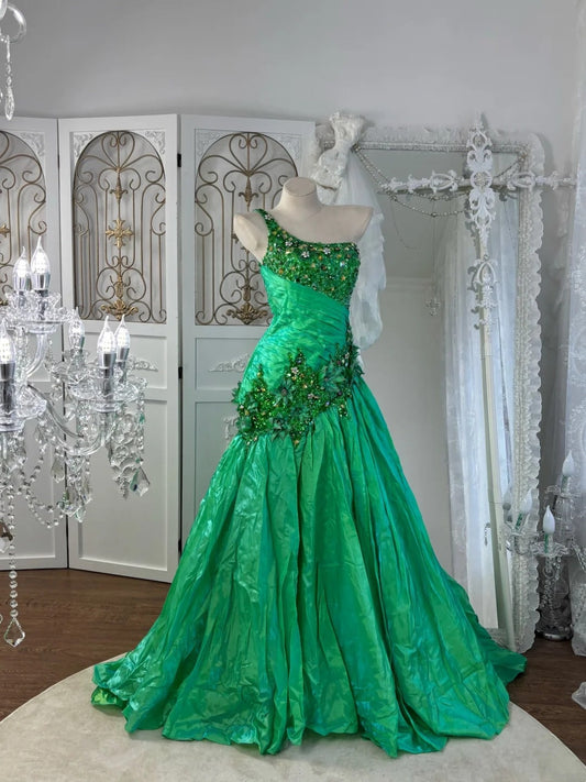 Charming Prom Dress One Shoulder Pleated Gala Dress Evening Dress 18th Birthday Gown      D5368