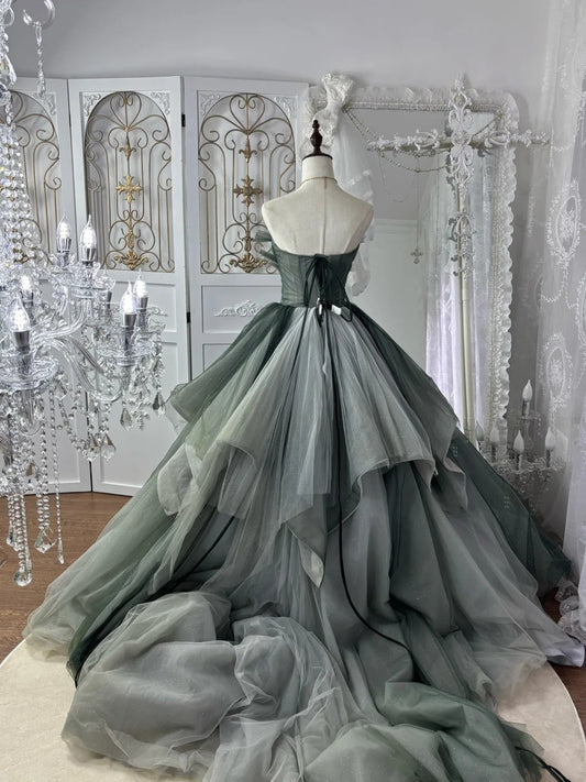 Charming Ball Gown Strapless Pleated Tulle Evening Dress Sweet 16th Dress Birthday Prom Gown       D5370