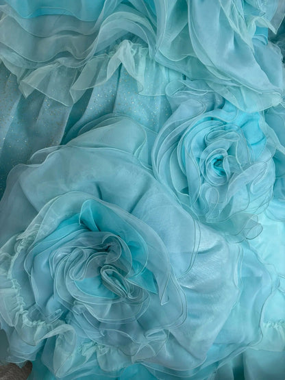 Pretty Ball Gown Strapless Pleated Tiered Evening Dress Sweet 16th Dress Birthday Prom Gown       D5375