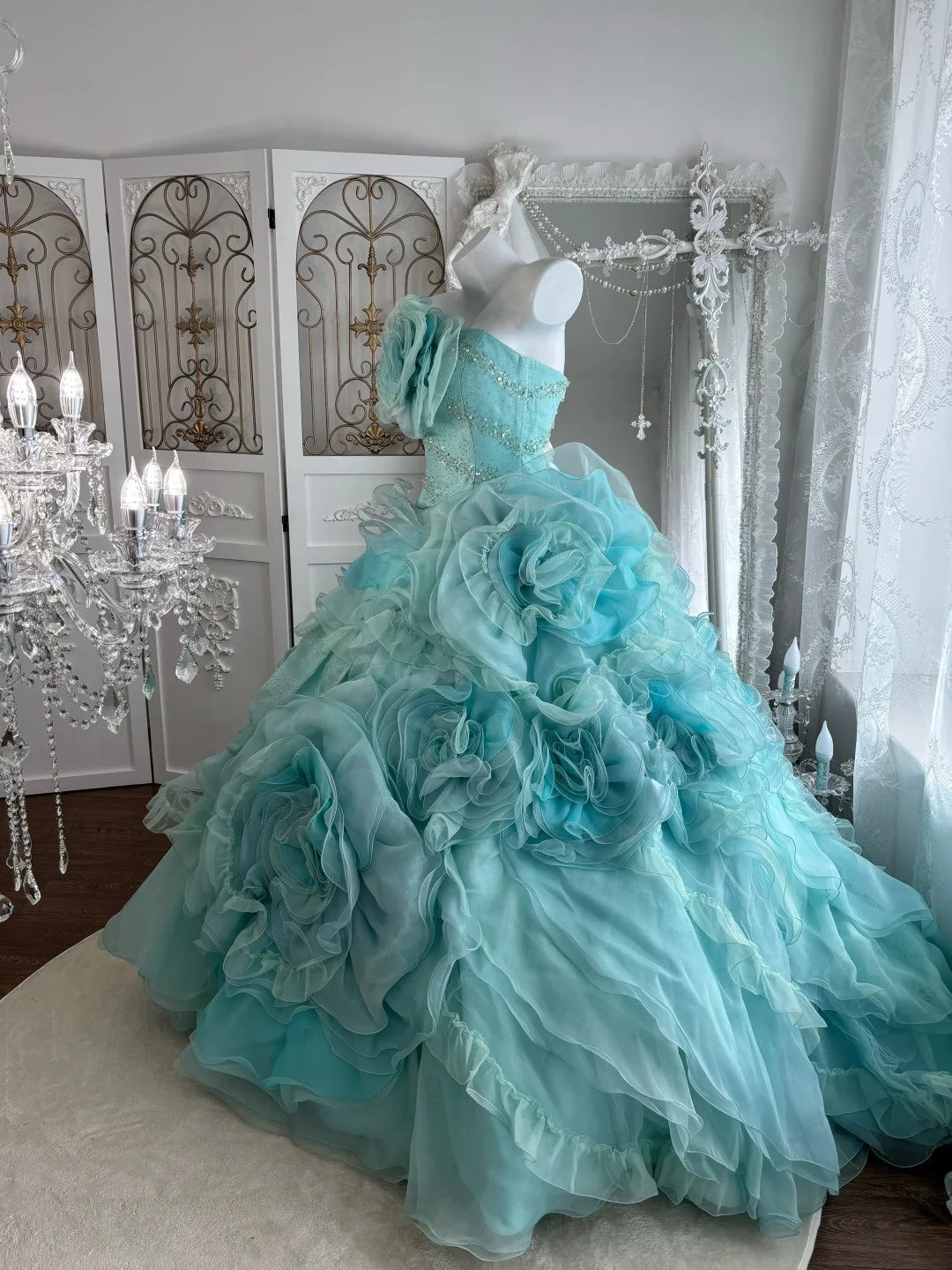 Pretty Ball Gown Strapless Pleated Tiered Evening Dress Sweet 16th Dress Birthday Prom Gown       D5375