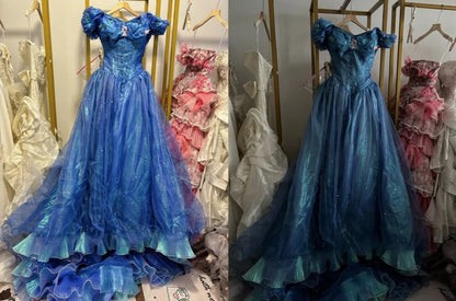 Stunning Ball Gown Off Shoulder Pleated Tiered Evening Dress Sweet 16th Dress Birthday Prom Gown       D5376