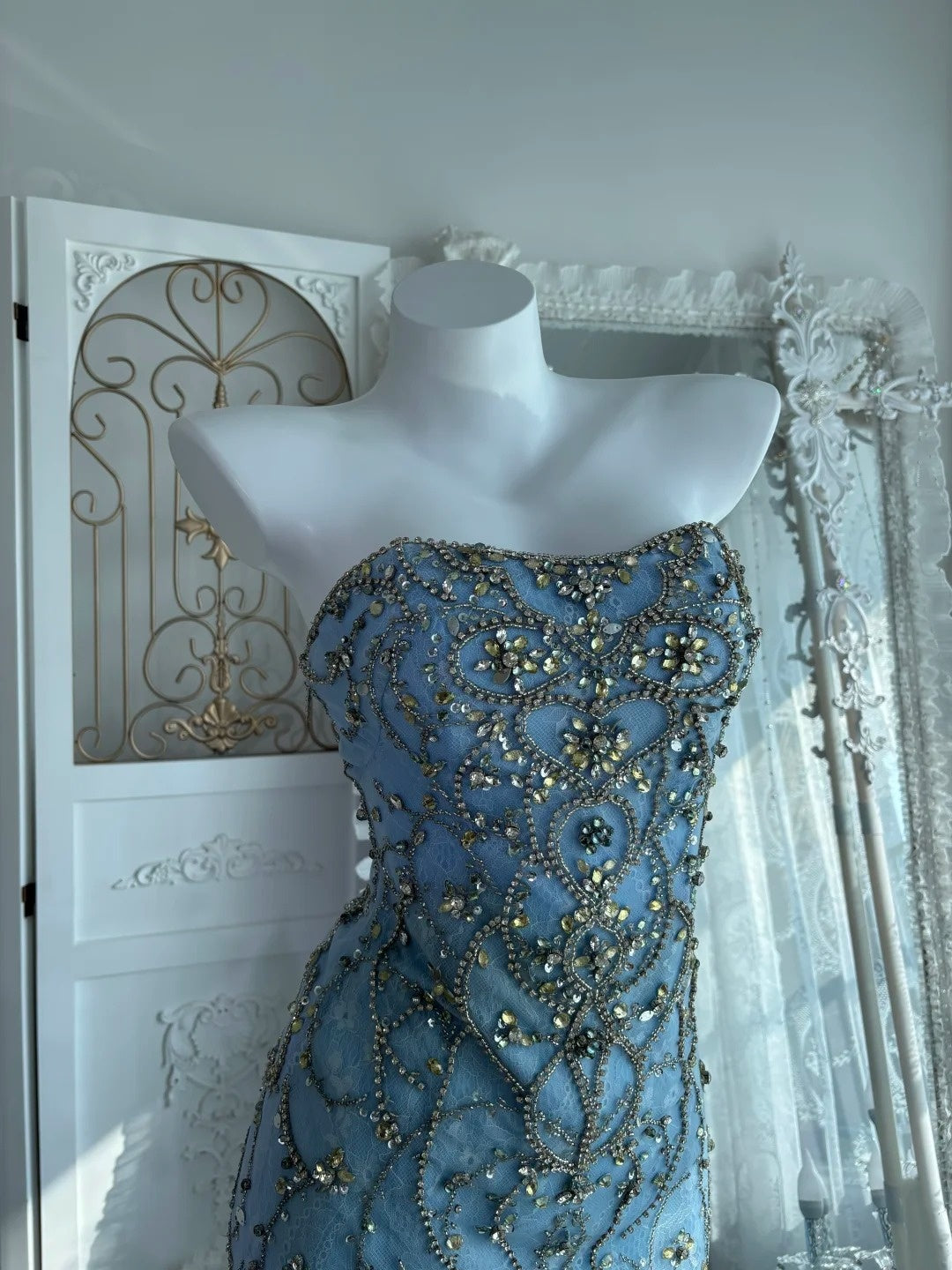 Charming Prom Dress Strapless Pleated Tulle Mermaid Gala Dress Evening Dress 18th Birthday Gown      D5378