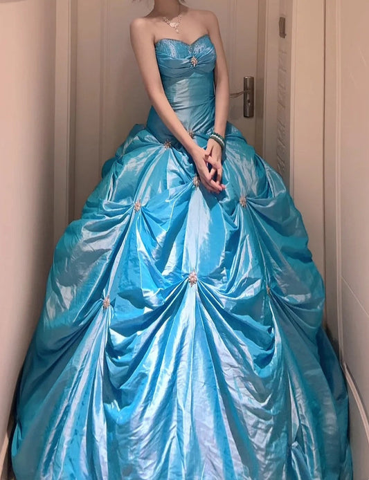 Pretty Ball Gown Sweetheart Pleated Evening Dress Sweet 16th Dress Birthday Prom Gown       D5383