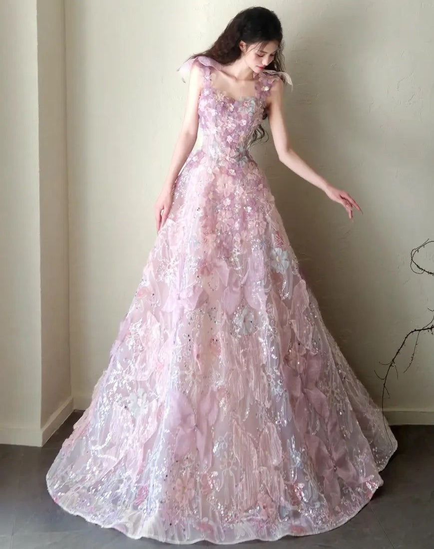Charming Prom Dress A Line Square Neck Gala Dress Evening Dress 18th Graduation Gown      D5388