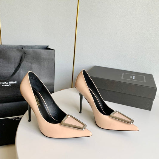 SL TRIANGLE BASIC HIGH HEELS BISQUE CALFSKIN