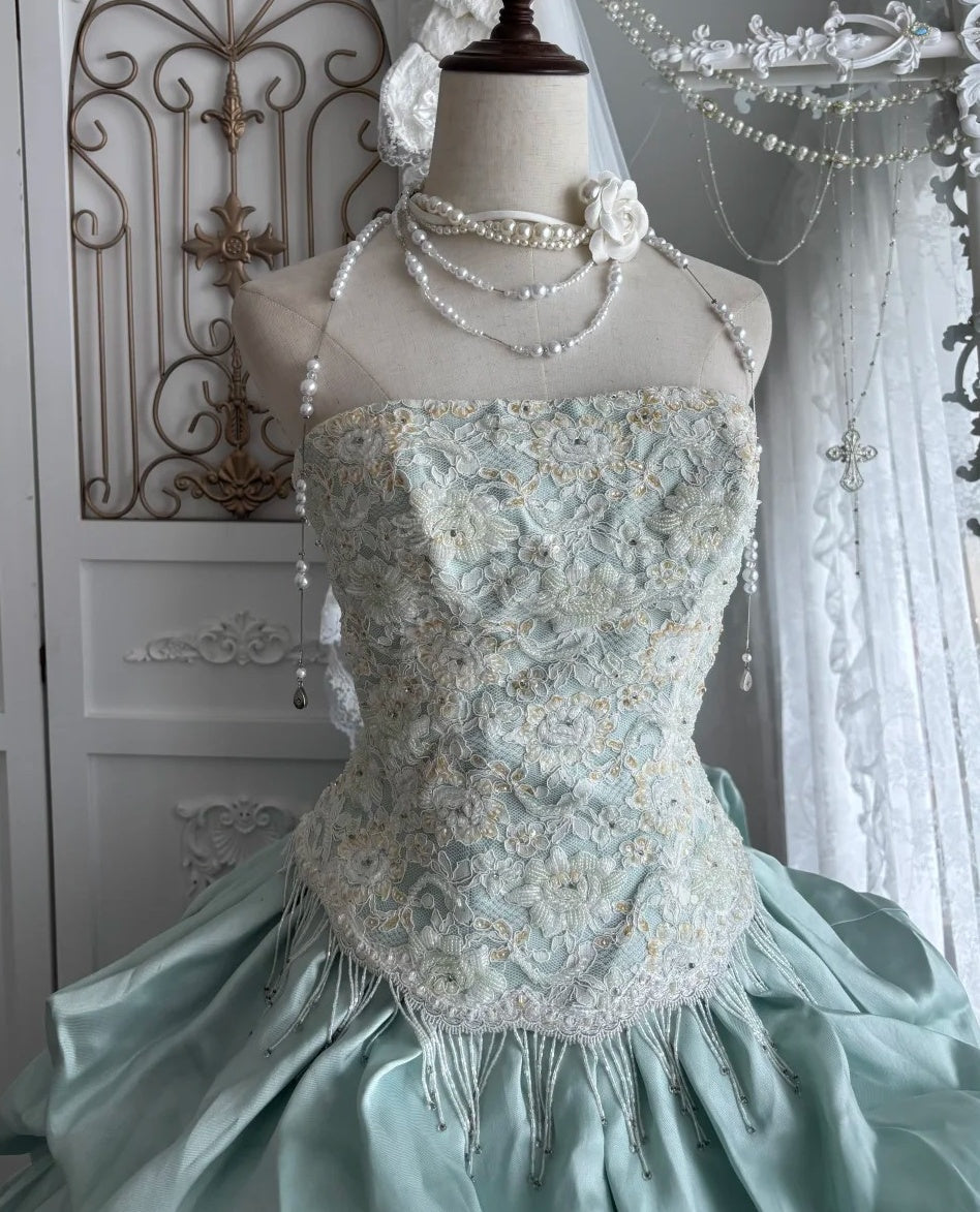 Pretty Ball Gown Strapless Pleated Evening Dress Quniceanera Dress Birthday Prom Gown       D5401
