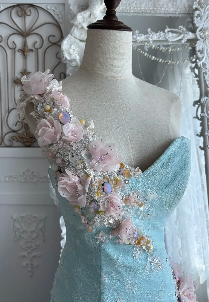 Charming Prom Dress One Shoulder Tulle Pleated Gala Dress Evening Dress Formal Gown      D5402