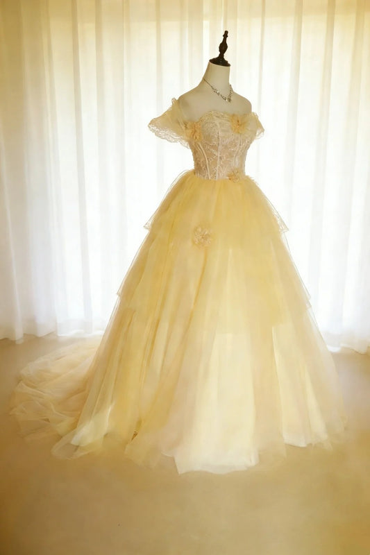 Beauty Ball Gown Off Shoulder Tulle Pleated Evening Dress Quniceanera Dress Birthday Prom Gown       D5409