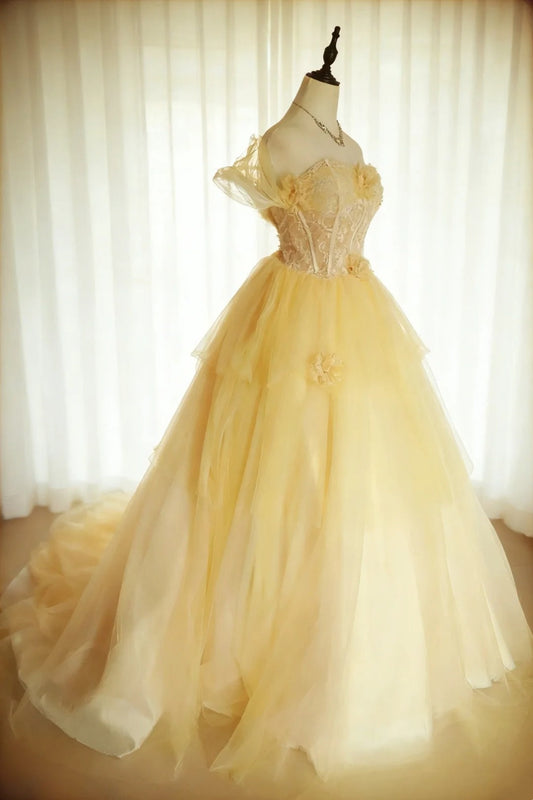 Beauty Ball Gown Off Shoulder Tulle Pleated Evening Dress Quniceanera Dress Birthday Prom Gown D5409