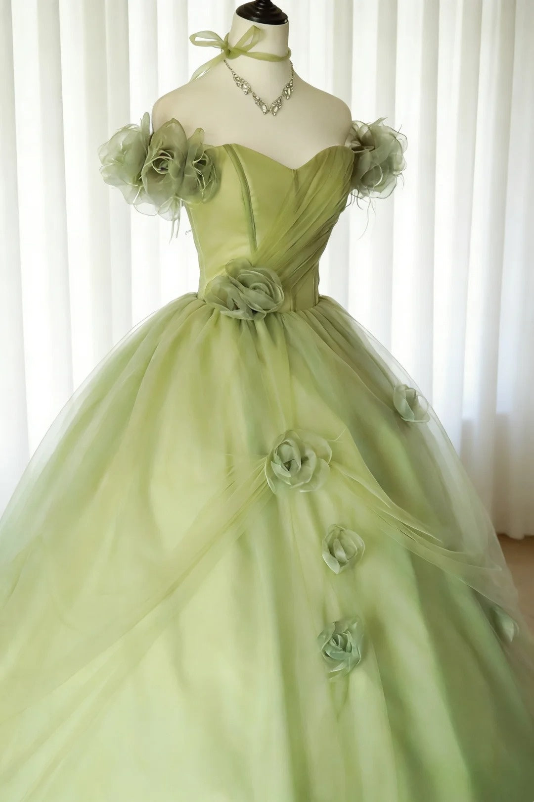 Pretty Ball Gown Sweetheart Tulle Pleated Flower Evening Dress Quniceanera Dress Birthday Prom Gown       D5410