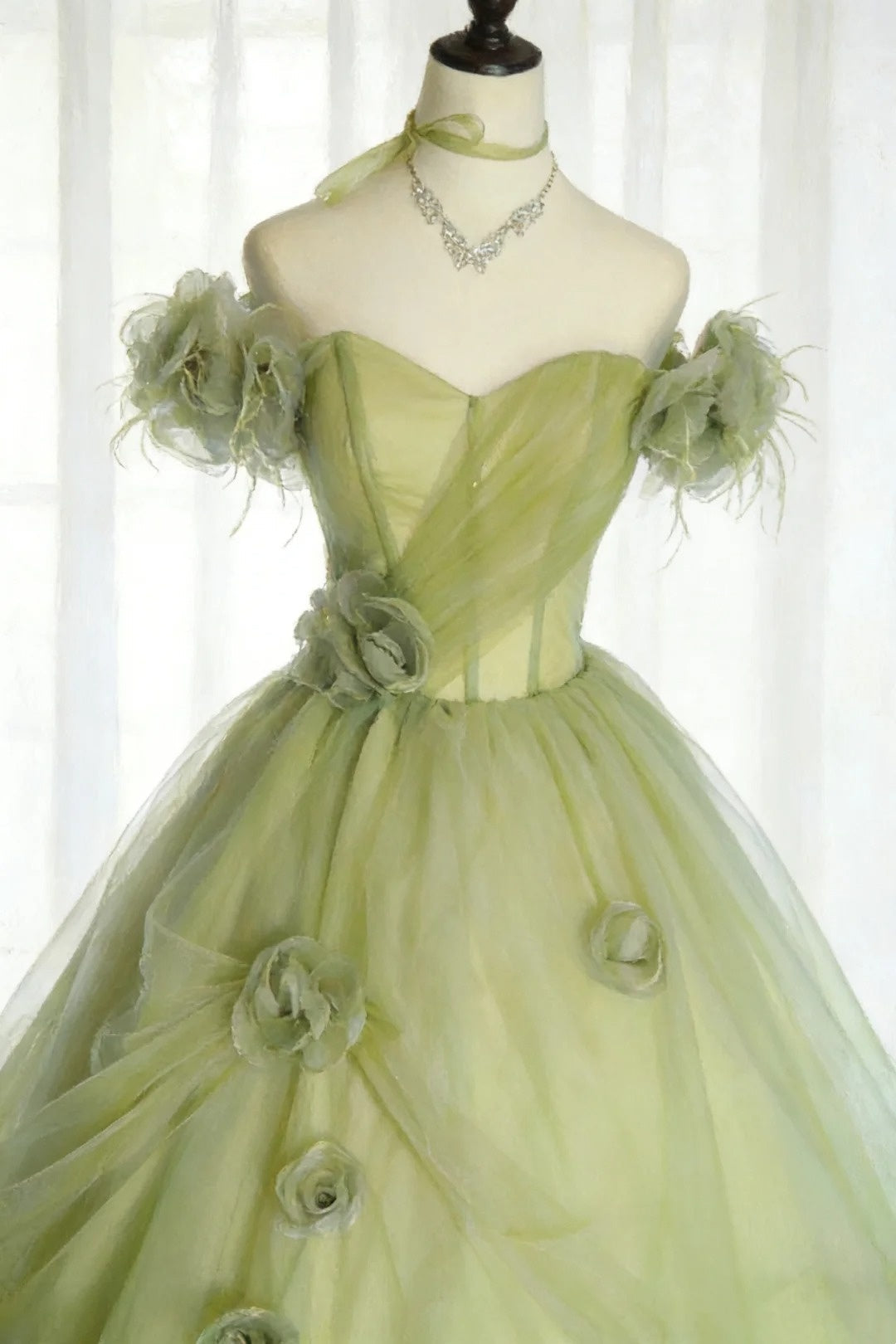 Pretty Ball Gown Sweetheart Tulle Pleated Flower Evening Dress Quniceanera Dress Birthday Prom Gown       D5410
