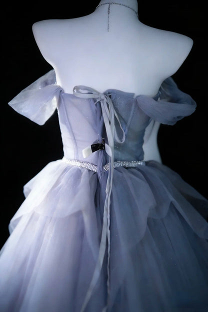 Stunning Ball Gown Off Shoulder Pleated Tulle Evening Dress Sweet 16th Dress Birthday Prom Gown       D5414