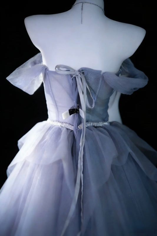 Stunning Ball Gown Off Shoulder Pleated Tulle Evening Dress Sweet 16th Dress Birthday Prom Gown       D5414