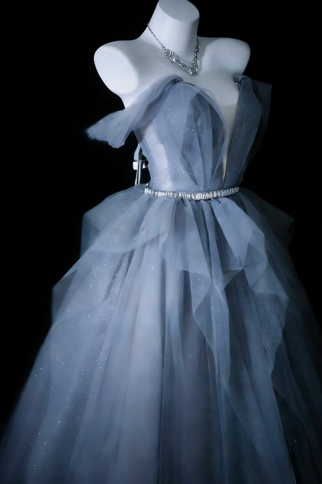Stunning Ball Gown Off Shoulder Pleated Tulle Evening Dress Sweet 16th Dress Birthday Prom Gown       D5414