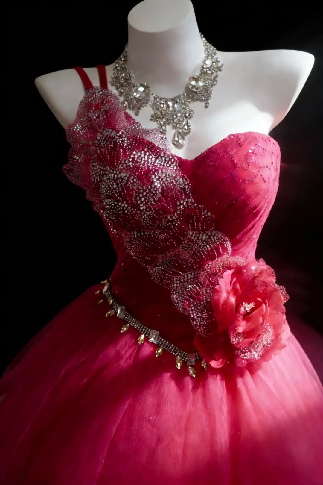 Stunning Ball Gown One Shoulder Pleated Tulle Evening Dress Quinceanera Dress Birthday Prom Gown       D5422