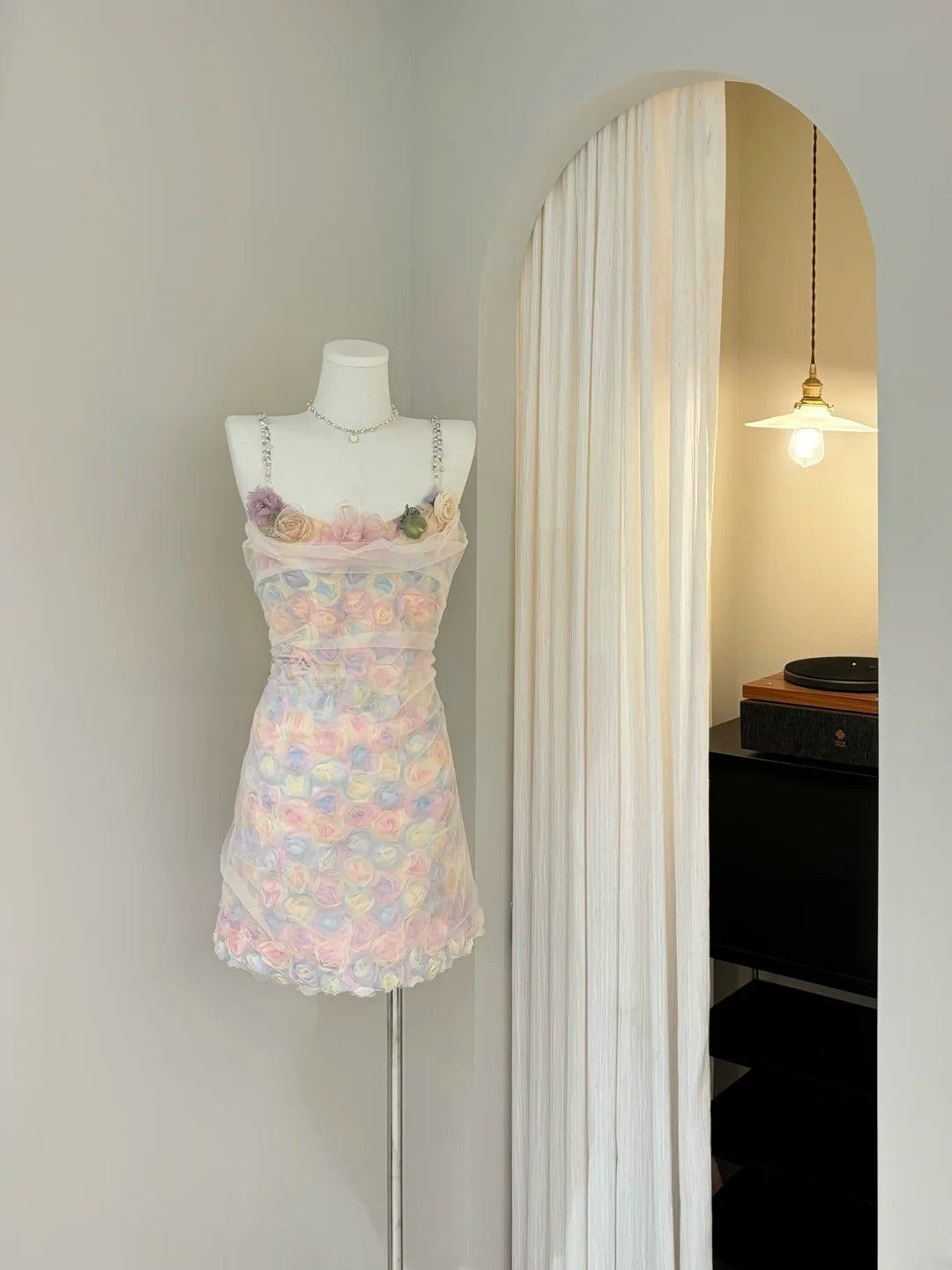 Colorful Homecoming Dress Spaghetti Straps Flower Short Prom Dress Back to School Outfits Party Dress  D5424