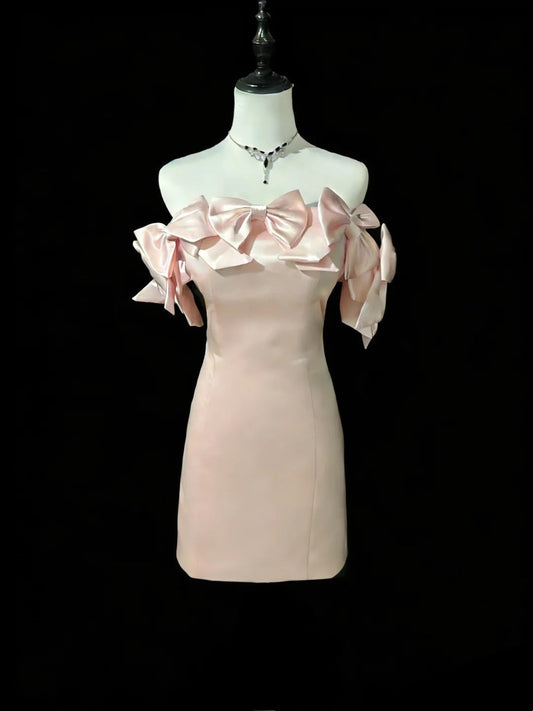 Newest Homecoming Dress Strapless Bowknot Short Prom Dress Back to School Outfits Party Dress  D5449