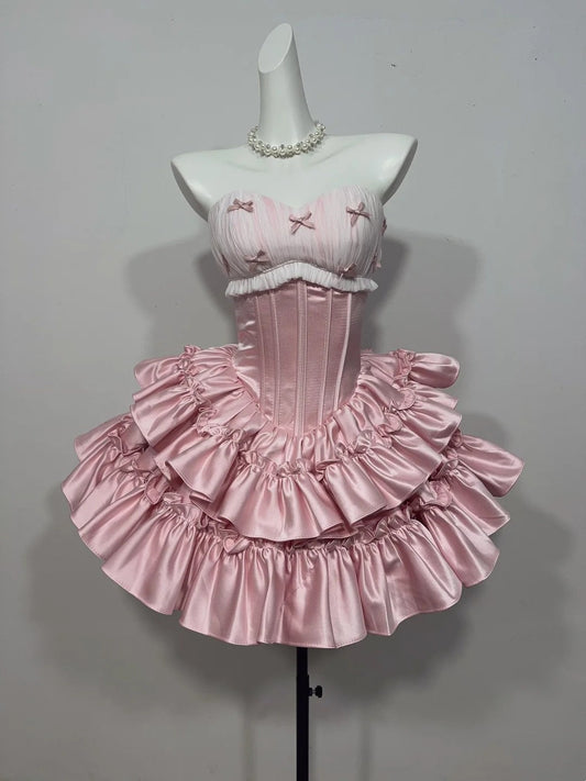 New Arrival Homecoming Dress Pink Sweetheart Pleated Short Prom Dress Back to School Outfits Party Dress  D5451