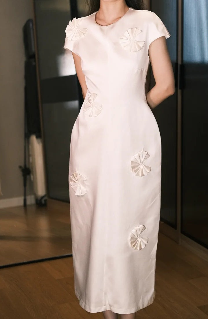Elegant Prom Dress A Line Crew Neck Pleated Gala Dress Evening Dress       D5488