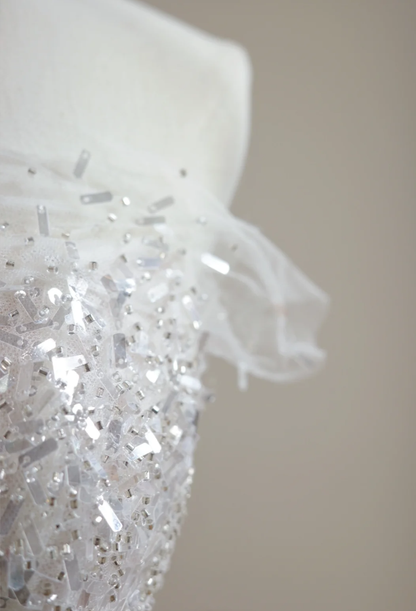 Pretty Off The Shoulder Tulle Sequin A Line Long Party Dress Evening Dress D2169