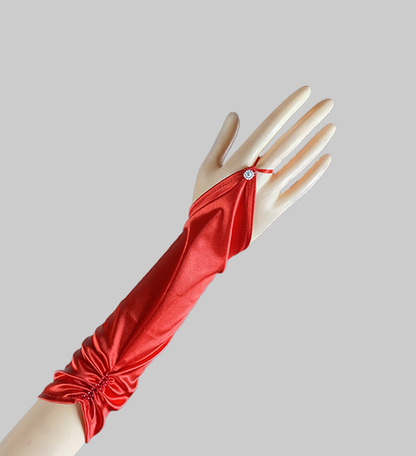 Summer hook finger nail beaded satin bridal gloves prom gloves wedding party banquet elegant     S6276