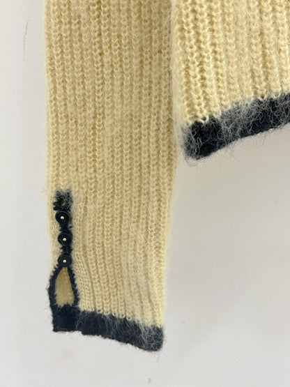 Miumiu 2025 Cardigan Beige mix Black Wool Cashmere