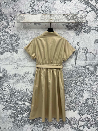 CD 25 Shirt Dress with Belt Beige Cotton