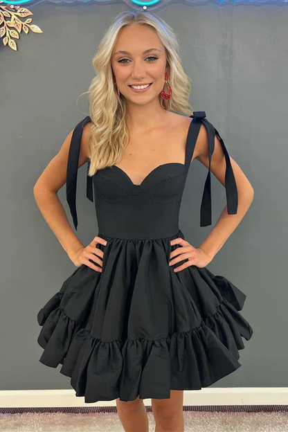 Cute Tie Straps Green Corset Ruffle Short Homecoming Dress Y2724