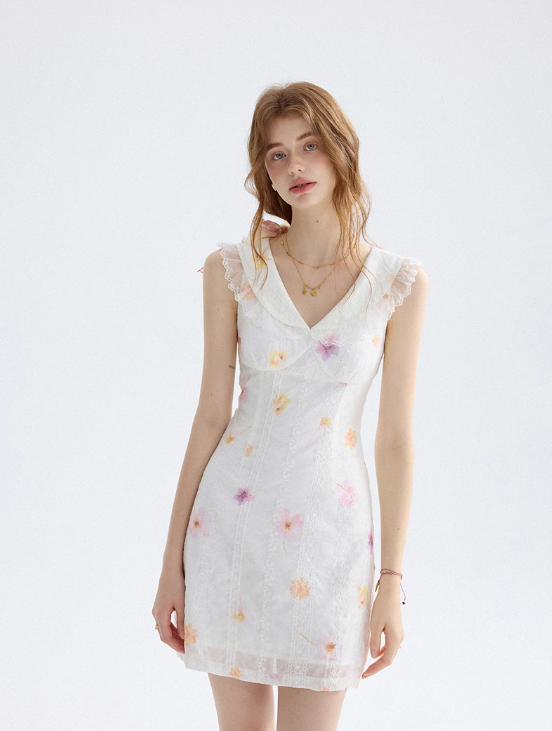 Flower language tipsy floral dress French suspender skirt holiday wear short skirt skirt female summer R3425