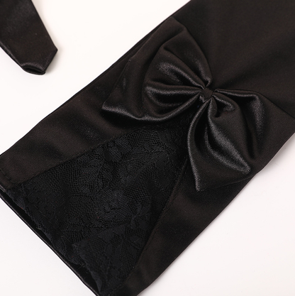 Stage performance long bow lace gloves satin wedding dress bride etiquette performance     S6256