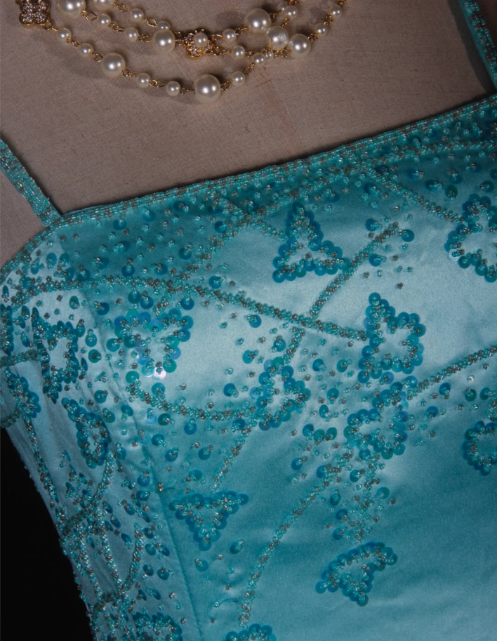 Gorgeous Blue Spaghetti Straps Satin Beaded Mermaid Long Birthday Prom Dress Party Dress D2275