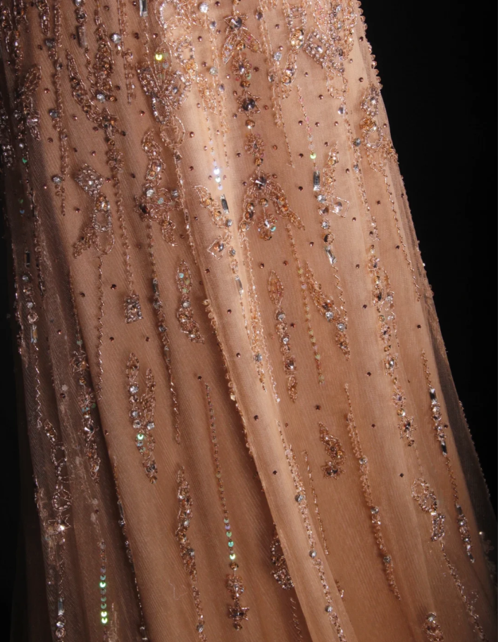 Luxury Champagne One Shoulder Tulle Sequin Beaded Mermaid Long Evening Dress 18th Birthday Outfits D2286